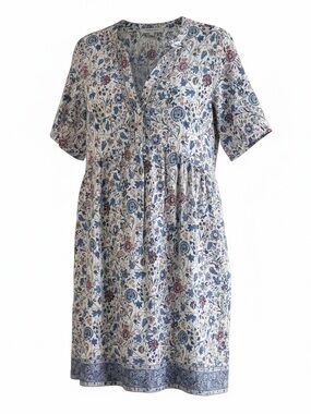 Gerard Darel Paris Floral Boho Dress Size 1 Blue Red Cream Midi